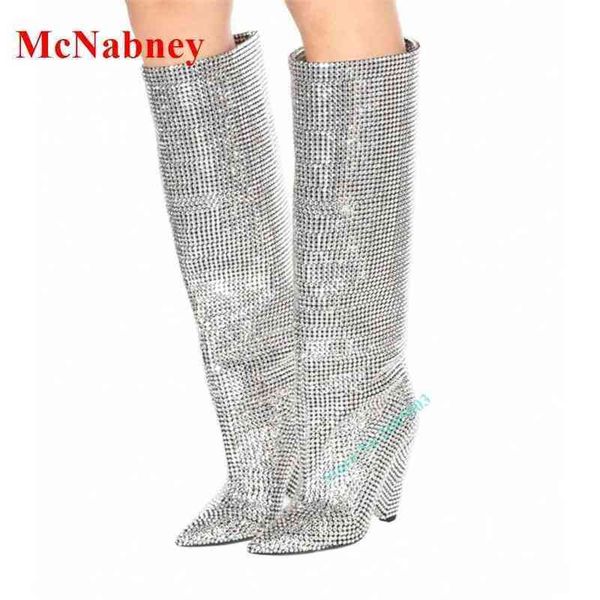 fashion studded crystal winter boots pointy toe spike heels solid bling slip on women boots shoes party prom knee high boots new 220514, Black
fashion studded crystal winter boots pointy toe spike heels solid bling slip on women boots shoes party prom knee high boots new 220514, Black