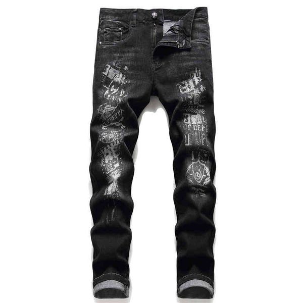 men's jeans design small straight elastic jeans letter print black slim fit men's trendy pants 3010 qnof, Blue
men's jeans design small straight elastic jeans letter print black slim fit men's trendy pants 3010 qnof, Blue