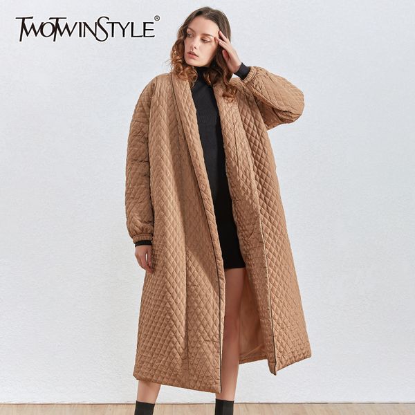 twotwinstle black cotton coat women lapel collar lantern long sleeve loose thick female parkas spring clothing 201027
twotwinstle black cotton coat women lapel collar lantern long sleeve loose thick female parkas spring clothing 201027