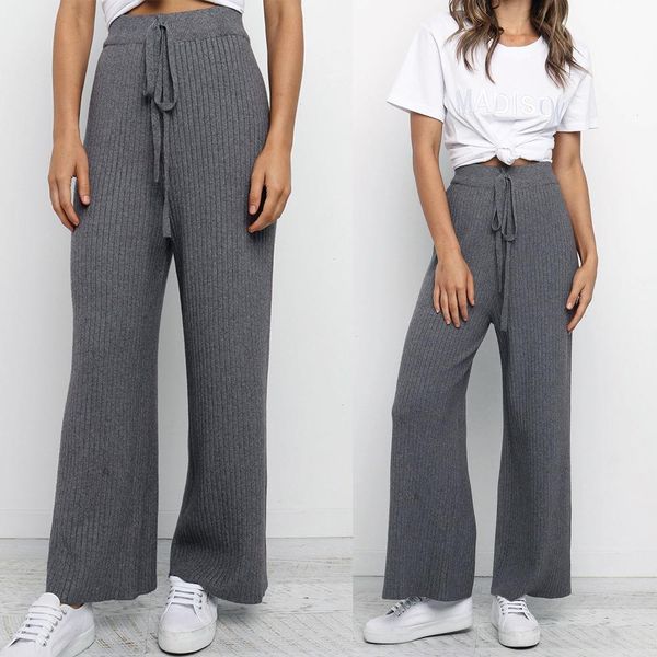 summer women solid wide leg pants casual loose knitted drawstring long trousers ladies high waist straight, Black;white
summer women solid wide leg pants casual loose knitted drawstring long trousers ladies high waist straight, Black;white
