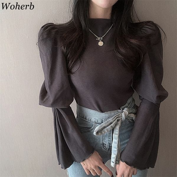 woherb autumn fashion puff sleeve t-shirt women korean chic slim fit stretch t shirts half-turtleneck tshirt all match 210317, White
woherb autumn fashion puff sleeve t-shirt women korean chic slim fit stretch t shirts half-turtleneck tshirt all match 210317, White