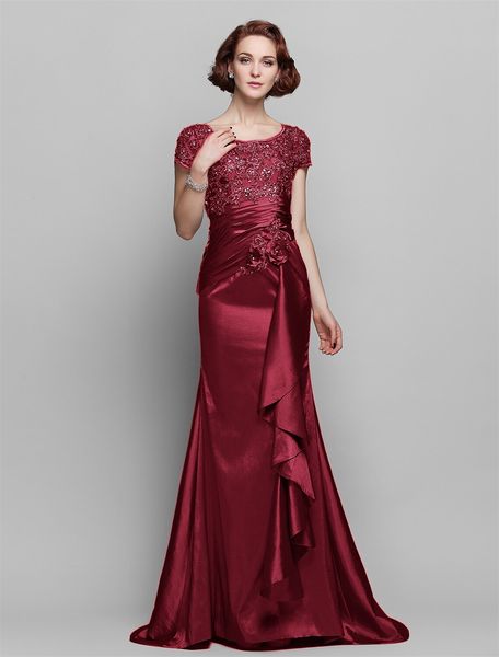 burgundy mermaid mother of the bride dresses jewel neck lace appliqued wedding guest dress plus size formal evening wear, Black;red
burgundy mermaid mother of the bride dresses jewel neck lace appliqued wedding guest dress plus size formal evening wear, Black;red