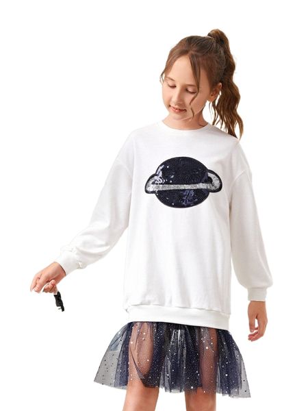 girls sequin decor drop shoulder mesh ruffle hem sweatshirt dress q61f#, Black;white
girls sequin decor drop shoulder mesh ruffle hem sweatshirt dress q61f#, Black;white