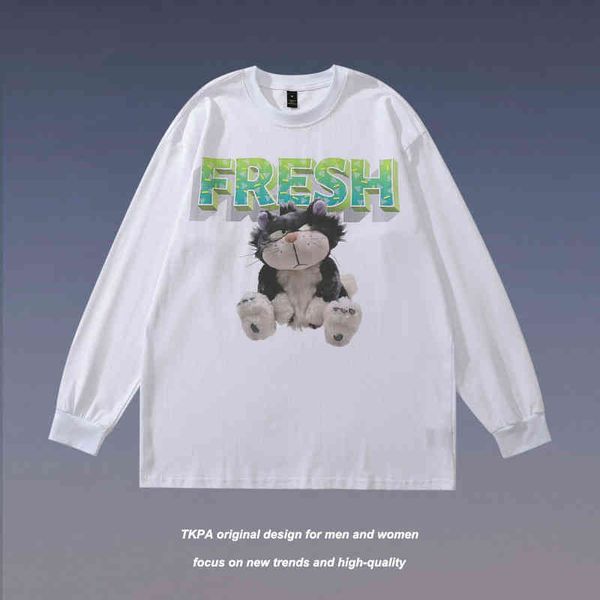 tkpa white long sleeve t-shirt for men and women 2022 autumn thin american street print hip hop loose round neck sweater, Black
tkpa white long sleeve t-shirt for men and women 2022 autumn thin american street print hip hop loose round neck sweater, Black