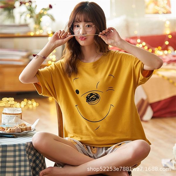 july s song thin cartoon pajamas short sleeve sleepwear women pajamas set spring summer new cute casual homewear female pyjamas t200701, Black;red
july s song thin cartoon pajamas short sleeve sleepwear women pajamas set spring summer new cute casual homewear female pyjamas t200701, Black;red
