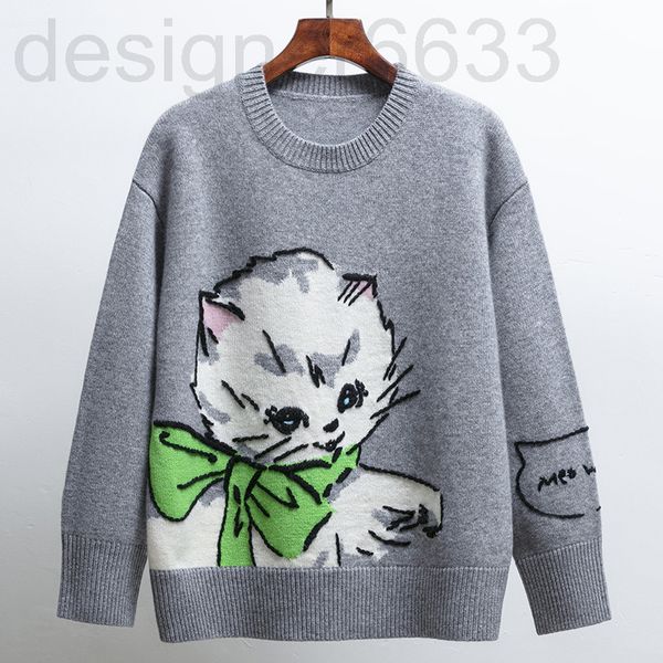 women's sweaters designer wool sweater spring round neck cat embroidered loose pullover knitted women 5hi2, White;black
women's sweaters designer wool sweater spring round neck cat embroidered loose pullover knitted women 5hi2, White;black