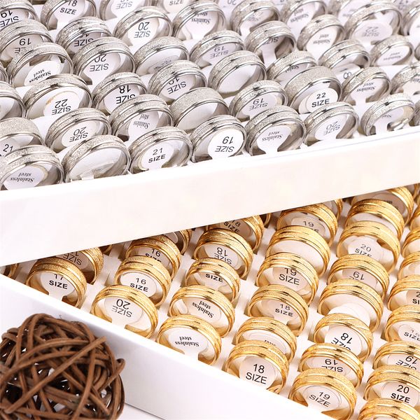 30pcs/lot frosted smooth stripe stainless steel rings fashion jewelry accessories for couple women men mix style gold silver color party gif, Golden;silver
30pcs/lot frosted smooth stripe stainless steel rings fashion jewelry accessories for couple women men mix style gold silver color party gif, Golden;silver