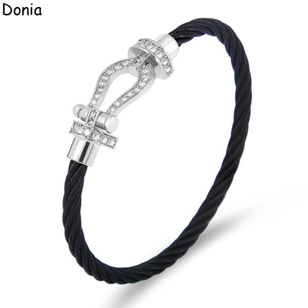 donia jewelry bangle bracelet european and american fashion horseshoe-shaped magnetic buckle titanium steel micro-encrusted zircon rope u-sh, Black
donia jewelry bangle bracelet european and american fashion horseshoe-shaped magnetic buckle titanium steel micro-encrusted zircon rope u-sh, Black