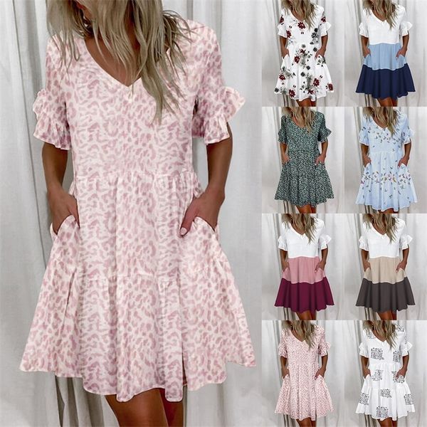 women casual ruffle loose v neck dress summer short sleeve floral print fashion beach es printed pocket 220613, Black;gray
women casual ruffle loose v neck dress summer short sleeve floral print fashion beach es printed pocket 220613, Black;gray