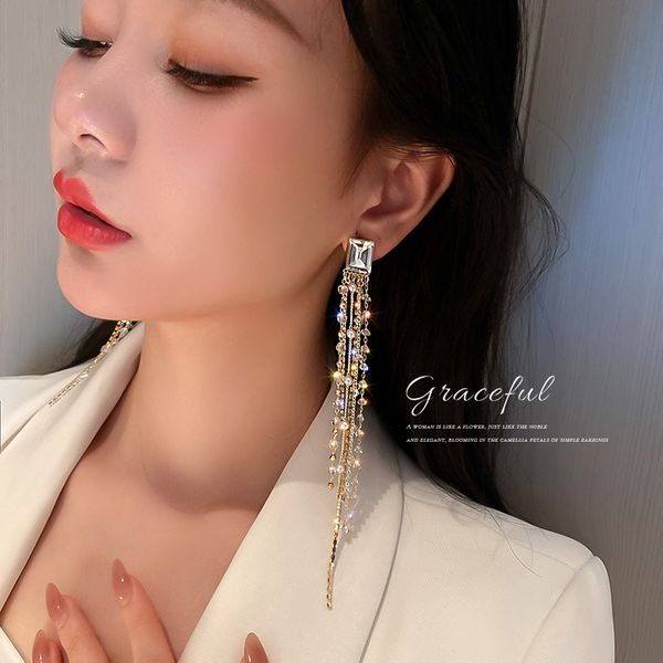 south korea dongdaemun stylish and simple personality earrings pearl diamond crystal tassel earrings internet celebrity design eardrop, Golden
south korea dongdaemun stylish and simple personality earrings pearl diamond crystal tassel earrings internet celebrity design eardrop, Golden