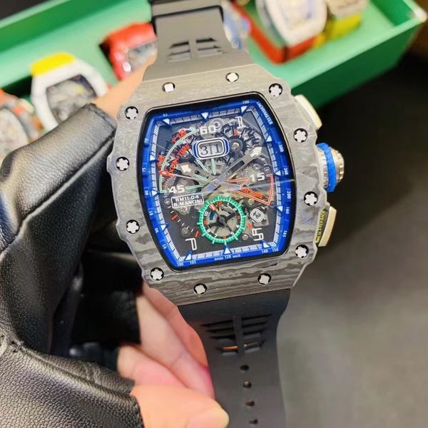 black rubber rm11-04 automatic mechanical men's watch 40*50*16mm blue glass skeleton hand wind luminous dial pointer, Slivery;brown
black rubber rm11-04 automatic mechanical men's watch 40*50*16mm blue glass skeleton hand wind luminous dial pointer, Slivery;brown