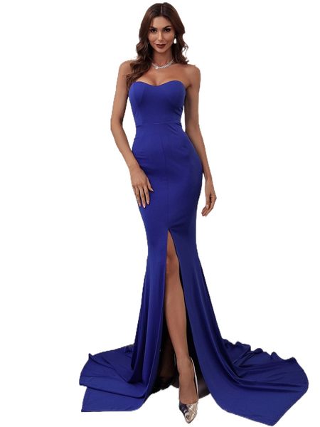 missord zip back split thigh tube prom dress h3p0#, Black;gray