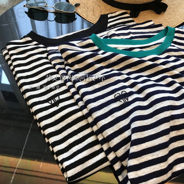 women's t-shirt designer ~sincerely recommend refreshing cotton blend + linen ~ contrast stripe embroidery loose short sleeve t-shirt w, White
women's t-shirt designer ~sincerely recommend refreshing cotton blend + linen ~ contrast stripe embroidery loose short sleeve t-shirt w, White