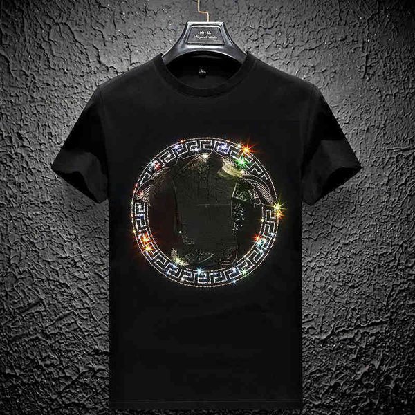 new medusa designer drill t-shirt men's short sleeve half base shirt designer t shirts for men hip hop clothing tshirts fashions brands, White;black
new medusa designer drill t-shirt men's short sleeve half base shirt designer t shirts for men hip hop clothing tshirts fashions brands, White;black