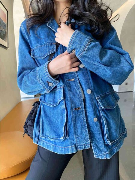 women's jackets autumn denim coat with multiple pockets d, Black;brown
women's jackets autumn denim coat with multiple pockets d, Black;brown