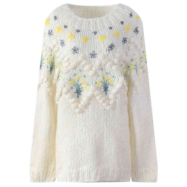 women's knits tees autumn winter pullover sweater women's fashion round neck loose floret hook flower age reduction sweet knitted, White
women's knits tees autumn winter pullover sweater women's fashion round neck loose floret hook flower age reduction sweet knitted, White