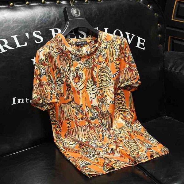 2022 summer new printed short sleeve t-shirt tiger casual men's streetwear women's clothing summer 50% off, White;black
2022 summer new printed short sleeve t-shirt tiger casual men's streetwear women's clothing summer 50% off, White;black