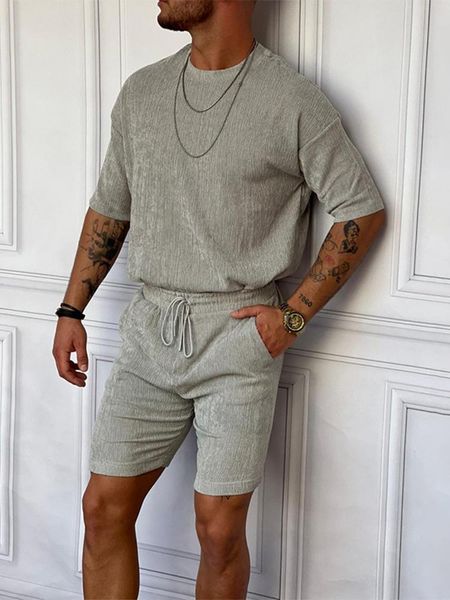 men's tracksuits summer fashion mens solid color suits short sleeve o neck tees and drawstring shorts outfits casual clothing men two p, Gray
men's tracksuits summer fashion mens solid color suits short sleeve o neck tees and drawstring shorts outfits casual clothing men two p, Gray