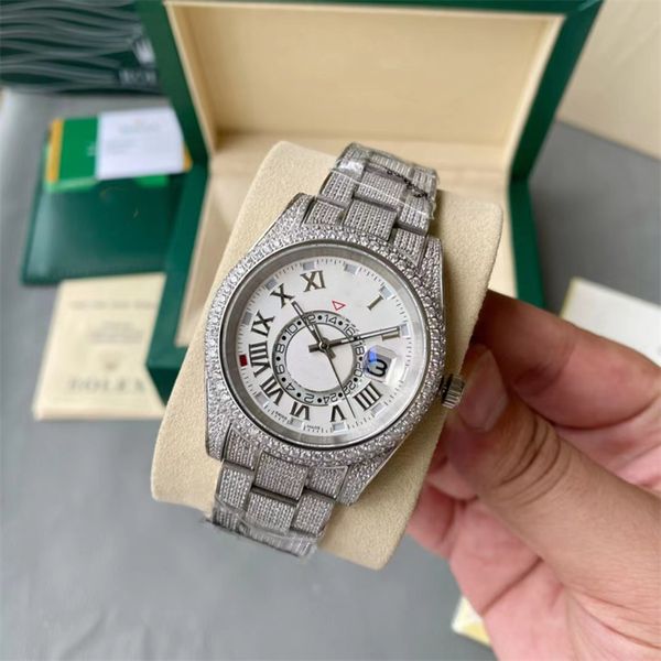 montre de luxe 42mm luxury diamond watches men watches mechanical movement sapphire glass fine steel case strap 207, Slivery;brown
montre de luxe 42mm luxury diamond watches men watches mechanical movement sapphire glass fine steel case strap 207, Slivery;brown