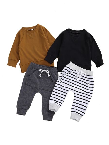 baby boys 2-piece outfit set long sleeve solid color pocket pants for kids, White
baby boys 2-piece outfit set long sleeve solid color pocket pants for kids, White
