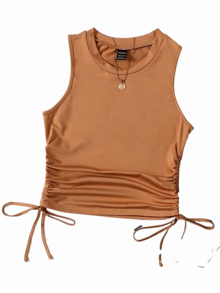 solid drawstring side tank t8gc#, White
solid drawstring side tank t8gc#, White