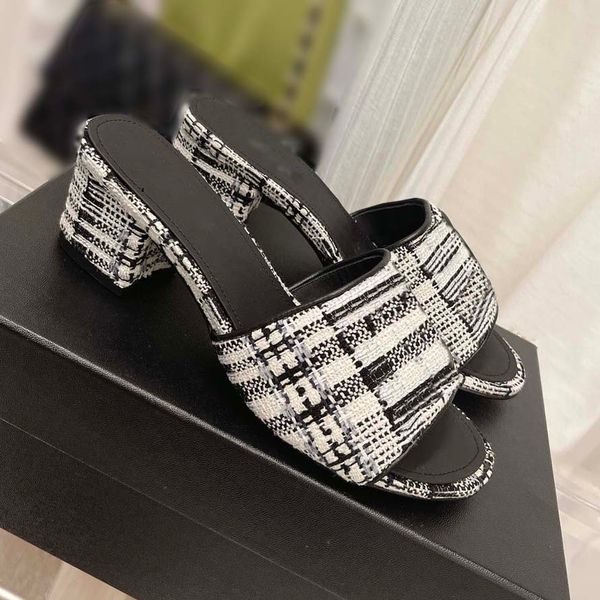 2022 slippers sandals slides small fragrant wind flip-flops for women with matching color tweed and leather matching colors slipper with mat, Black
2022 slippers sandals slides small fragrant wind flip-flops for women with matching color tweed and leather matching colors slipper with mat, Black