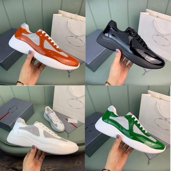 shoes america cup designer patent leather flat trainers mesh lace-up outdoor casual sneakers, White;red
shoes america cup designer patent leather flat trainers mesh lace-up outdoor casual sneakers, White;red