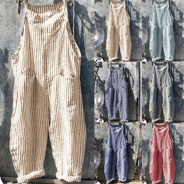 women casual striped sleeveless jumpsuit loose long suspender overalls trousers pockets bib pants summer fashion plaid romper 220713, Black;white
women casual striped sleeveless jumpsuit loose long suspender overalls trousers pockets bib pants summer fashion plaid romper 220713, Black;white