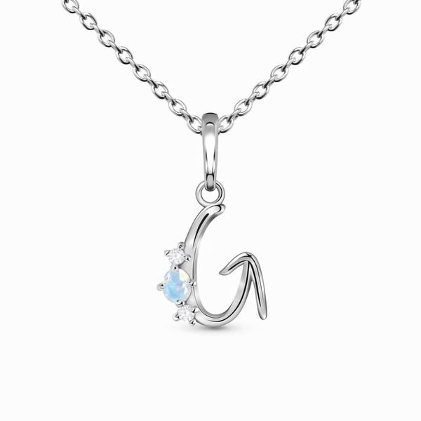 ladies sterling silver necklace letter g shape moonstone charm casual accessories
ladies sterling silver necklace letter g shape moonstone charm casual accessories