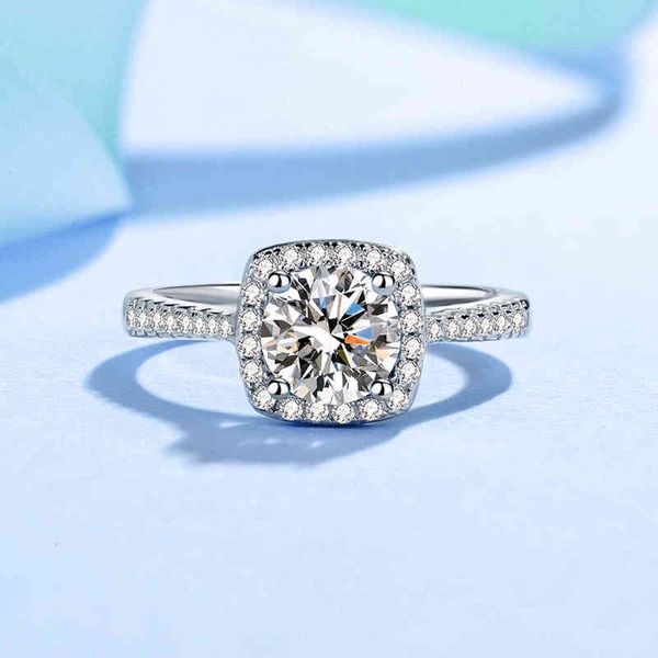 real lab moissanite eternity ring wedding band for women vvs brilliant diamond halo engagement rings sterling silver jewelry, Golden;silver