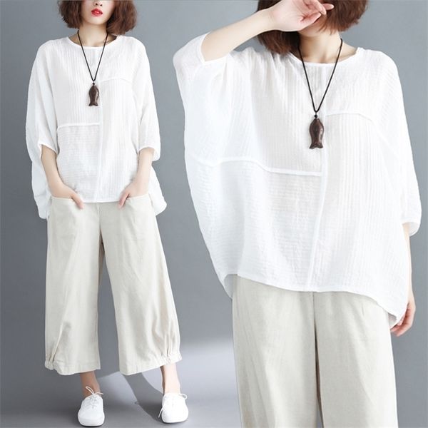 lff women fashion brand summer loose solid color batwing sleeve thin cotton linen tshirt female casual big fat tshirt tee t200516, White
lff women fashion brand summer loose solid color batwing sleeve thin cotton linen tshirt female casual big fat tshirt tee t200516, White