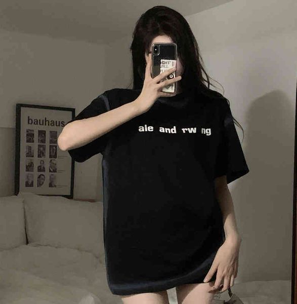 women's t-shirt correct version aw king neckline inkjet glue pressing letter net red same men's and women's loose short sleev, White
women's t-shirt correct version aw king neckline inkjet glue pressing letter net red same men's and women's loose short sleev, White