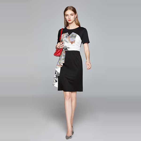 plus size summer luxury vintage print elegant women's casual dress office short sleeve scarf patchwork belt designer dress, Black;gray
plus size summer luxury vintage print elegant women's casual dress office short sleeve scarf patchwork belt designer dress, Black;gray