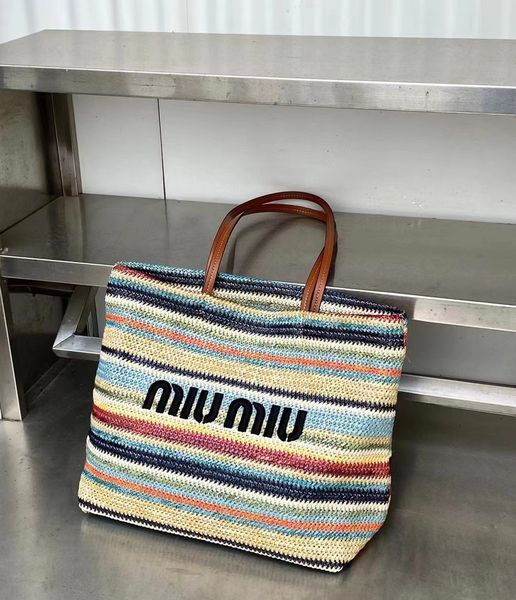 miumiu colorful stripes totes luxury designer raffia straw beach bags women vegetable basket tote handmade shoulder bags summer travel handb
miumiu colorful stripes totes luxury designer raffia straw beach bags women vegetable basket tote handmade shoulder bags summer travel handb