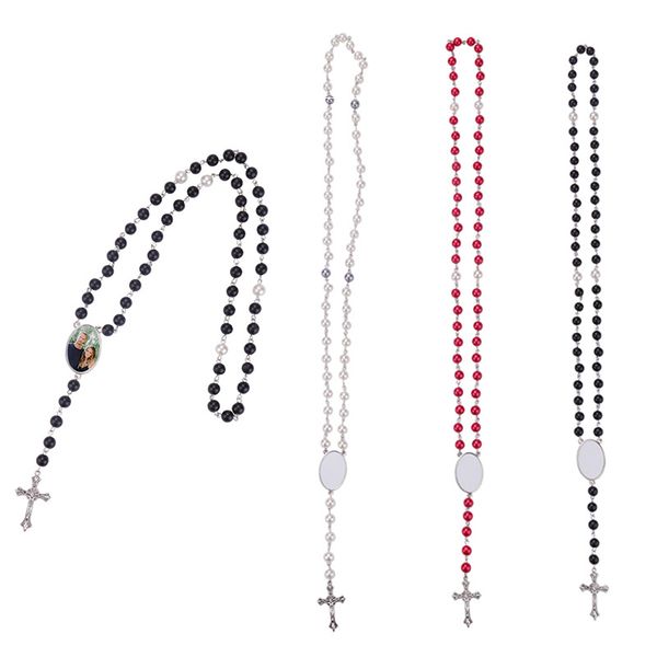 wholesale 4 colors sublimation necklace heat transfer pendant rosary bead necklace cross jesus metal pendants sea freight, Black
wholesale 4 colors sublimation necklace heat transfer pendant rosary bead necklace cross jesus metal pendants sea freight, Black