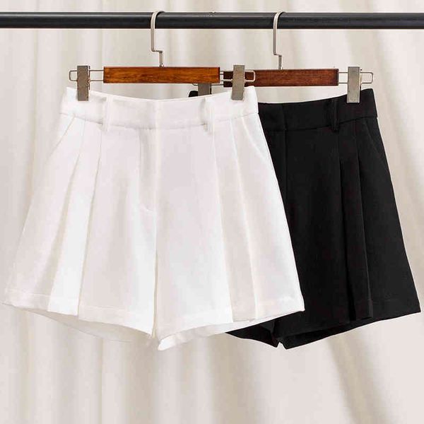 women's shorts spring women's white shorts summer loose high waist a-word thin japanese wide leg pleated skirt, White;black
