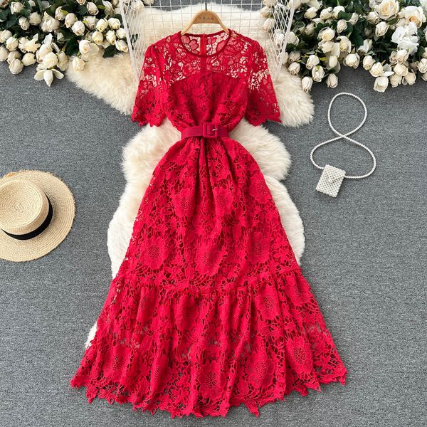 lace women elegant summer dress 2022 solid zipper sashes temperament hollow out ladies a line chic gentle dresses, Black;gray
lace women elegant summer dress 2022 solid zipper sashes temperament hollow out ladies a line chic gentle dresses, Black;gray