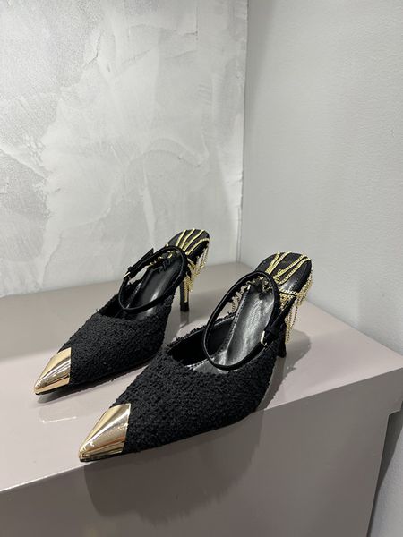 women latest chain sandals pointed head unique design with steel-toed material beautiful appearance comfortable foot feeling, Black
women latest chain sandals pointed head unique design with steel-toed material beautiful appearance comfortable foot feeling, Black