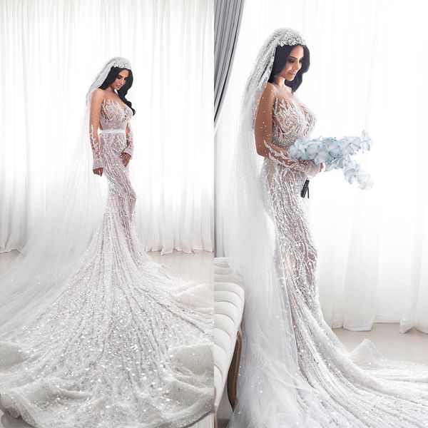 elegant african mermaid wedding dresses bridal gowns illusiom long sleeve lace appliqued bride plus size robes de mariée, White
elegant african mermaid wedding dresses bridal gowns illusiom long sleeve lace appliqued bride plus size robes de mariée, White