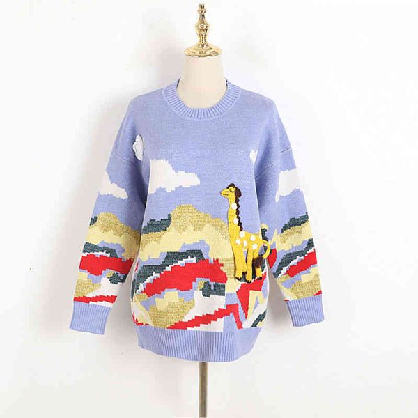 women's sweaters cartoon large women's clothing early autumn winter spring korean loose cloud giraffe jacquard blue sweater rf7y, White;black
women's sweaters cartoon large women's clothing early autumn winter spring korean loose cloud giraffe jacquard blue sweater rf7y, White;black