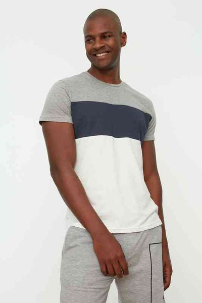 men panelled slim fit t-shirt tmnss20ts0430 t220517, White;black 
men panelled slim fit t-shirt tmnss20ts0430 t220517, White;black