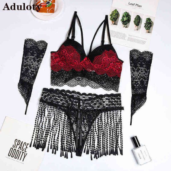 nxy set new tassel waist lace stitching large flower embroidery hollowed out women erotic underwear wearing gloves five pc 0216, Red;black
nxy set new tassel waist lace stitching large flower embroidery hollowed out women erotic underwear wearing gloves five pc 0216, Red;black