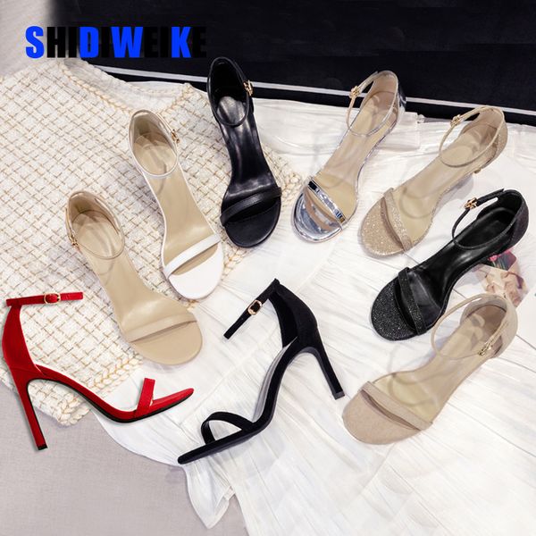 word buckle sandal summer fairy style small wild high heels fine heel fashion shoe sandals ab332 220602, Black
word buckle sandal summer fairy style small wild high heels fine heel fashion shoe sandals ab332 220602, Black