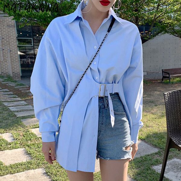 loose casual puff sleeve shirt women korea chic lapel blusas singlebreasted belt irregular woman blouses 210506, White
loose casual puff sleeve shirt women korea chic lapel blusas singlebreasted belt irregular woman blouses 210506, White