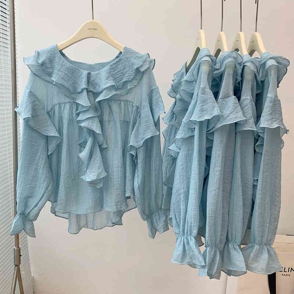 women's polos the lemon 2022 spring korean style ruffle flare sleeve loose and gentle wind snow spinning blouse jqd7, White
women's polos the lemon 2022 spring korean style ruffle flare sleeve loose and gentle wind snow spinning blouse jqd7, White