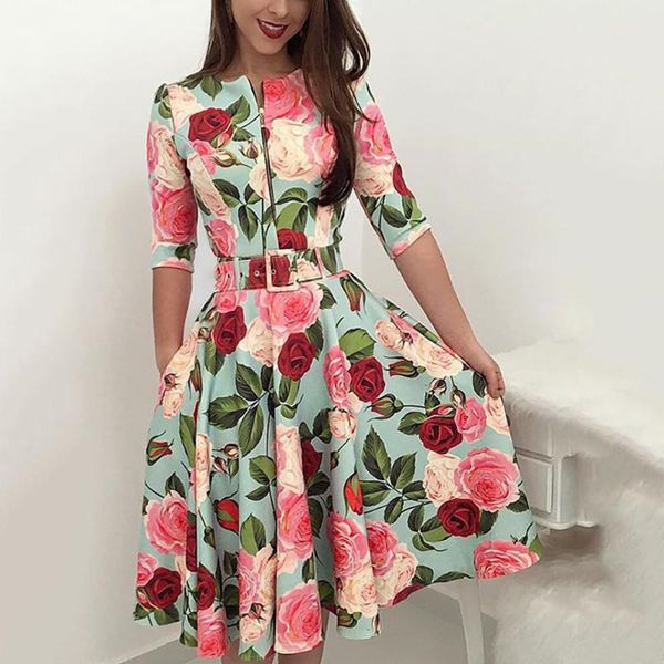 casual dresses spring and autumn women's printed rose flower fashion o neck belt elegant ladies three 3/4 sleeve midi 2022, Black;gray
casual dresses spring and autumn women's printed rose flower fashion o neck belt elegant ladies three 3/4 sleeve midi 2022, Black;gray