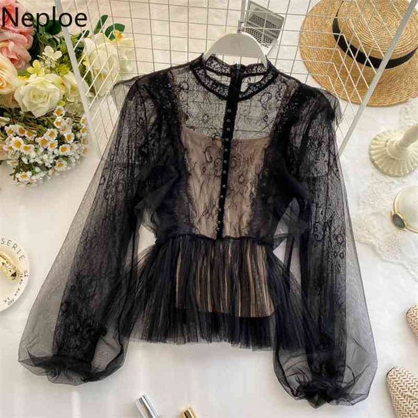 neploe chic lace patchwork ruffles blouse perspective single breasted blusas o neck puff long sleeve shirt party fall 48158 210401, White
neploe chic lace patchwork ruffles blouse perspective single breasted blusas o neck puff long sleeve shirt party fall 48158 210401, White
