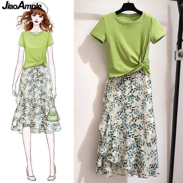 summer korean fashion t-shirt dress skirt set women graceful print girls students casual sweet clothing wholesale, White
summer korean fashion t-shirt dress skirt set women graceful print girls students casual sweet clothing wholesale, White