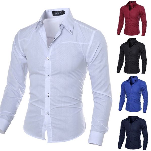 mens luxury casual formal shirt long sleeve slim fit business dress shirts 220714, White;black
mens luxury casual formal shirt long sleeve slim fit business dress shirts 220714, White;black