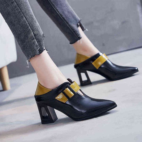 dress shoes fashion mix color punch shoe pumps women patent leather high heels woman square heel banquet female 220416, Black
dress shoes fashion mix color punch shoe pumps women patent leather high heels woman square heel banquet female 220416, Black